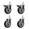 Service Caster 5'' Black Polyurethane Wheel Swivel 7/8'' Square Stem Caster Set 2 Brakes, 4PK SCC-SQ20S514-PPUB-BLK-PLB-78-2-S-2 - alternate 1